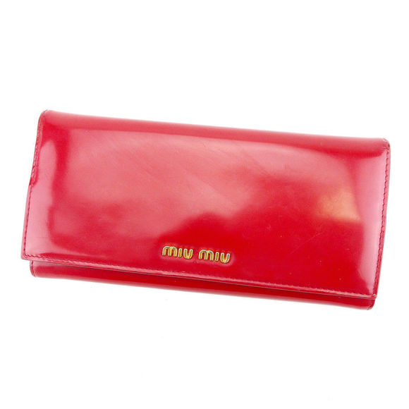Miu Miu Long Wallet Red Enamel Leather - Picture 1 of 6